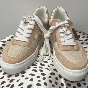 ANTONIO MELANI Laurel Lace Up Tan and White Casual Sneakers